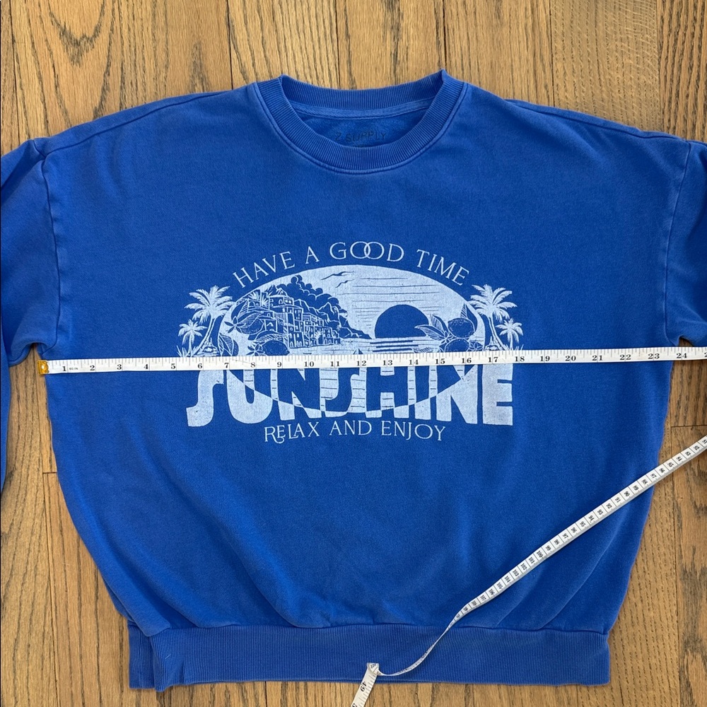 Z SUPPLY Women’s Good Time Sunday Blue Dye Graphic Sweatshirt Size Small - Picture 4 of 9